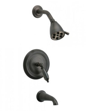 Phylrich - Carrara Pressure Balance Tub and Shower Set, Black Marble Lever Handles - Trim Only