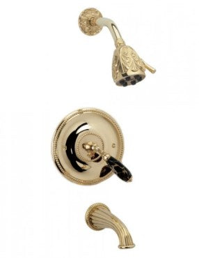 Phylrich - Valencia Pressure Balance Tub and Shower Set Black Marble Lever Handles - Trim Only