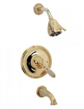 Phylrich - Valencia Pressure Balance Tub and Shower Set Beige Marble Lever Handles - Trim Only