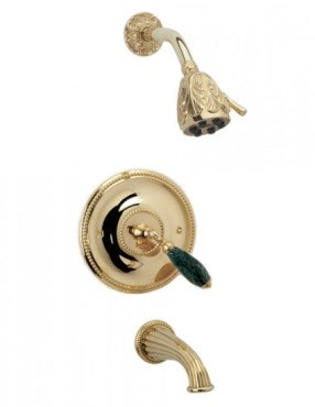 Phylrich - Valencia Pressure Balance Tub and Shower Set Green Marble Lever Handles - Trim Only