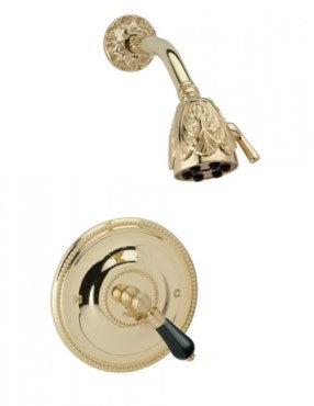 Phylrich - Versailles Pressure Balance Shower Set, Black Onyx Handle - Trim Only