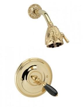 Phylrich - Valencia Pressure Balance Shower Set Black Marble Lever Handles - Trim Only