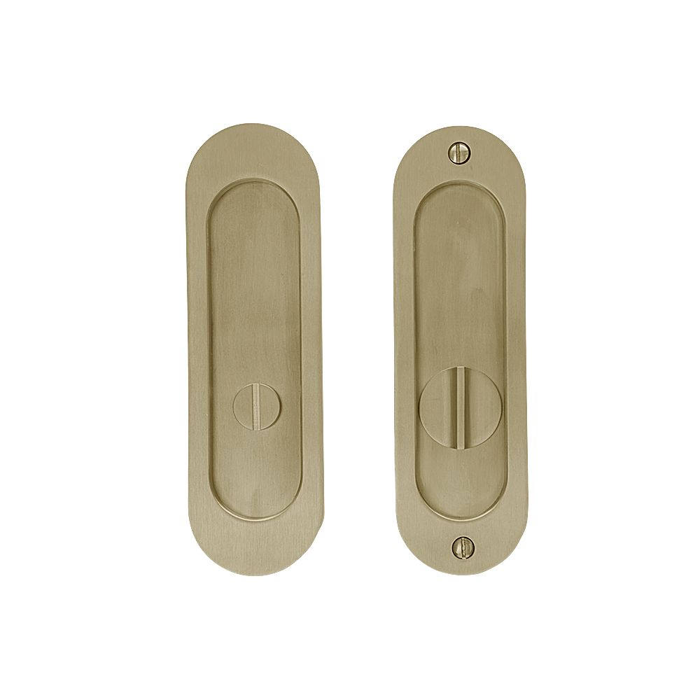 Linnea - Round Privacy Pocket Door Lock- Straight Pull Minimum Door Thickness 1-3/8 Inch