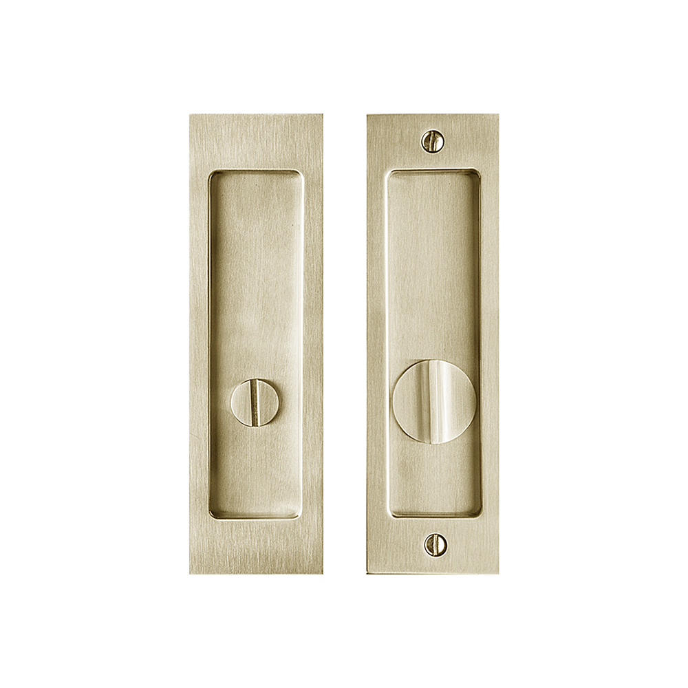 Linnea - Square Privacy Pocket Door Lock- Straight Pull Minimum Door Thickness 1-3/8 Inch