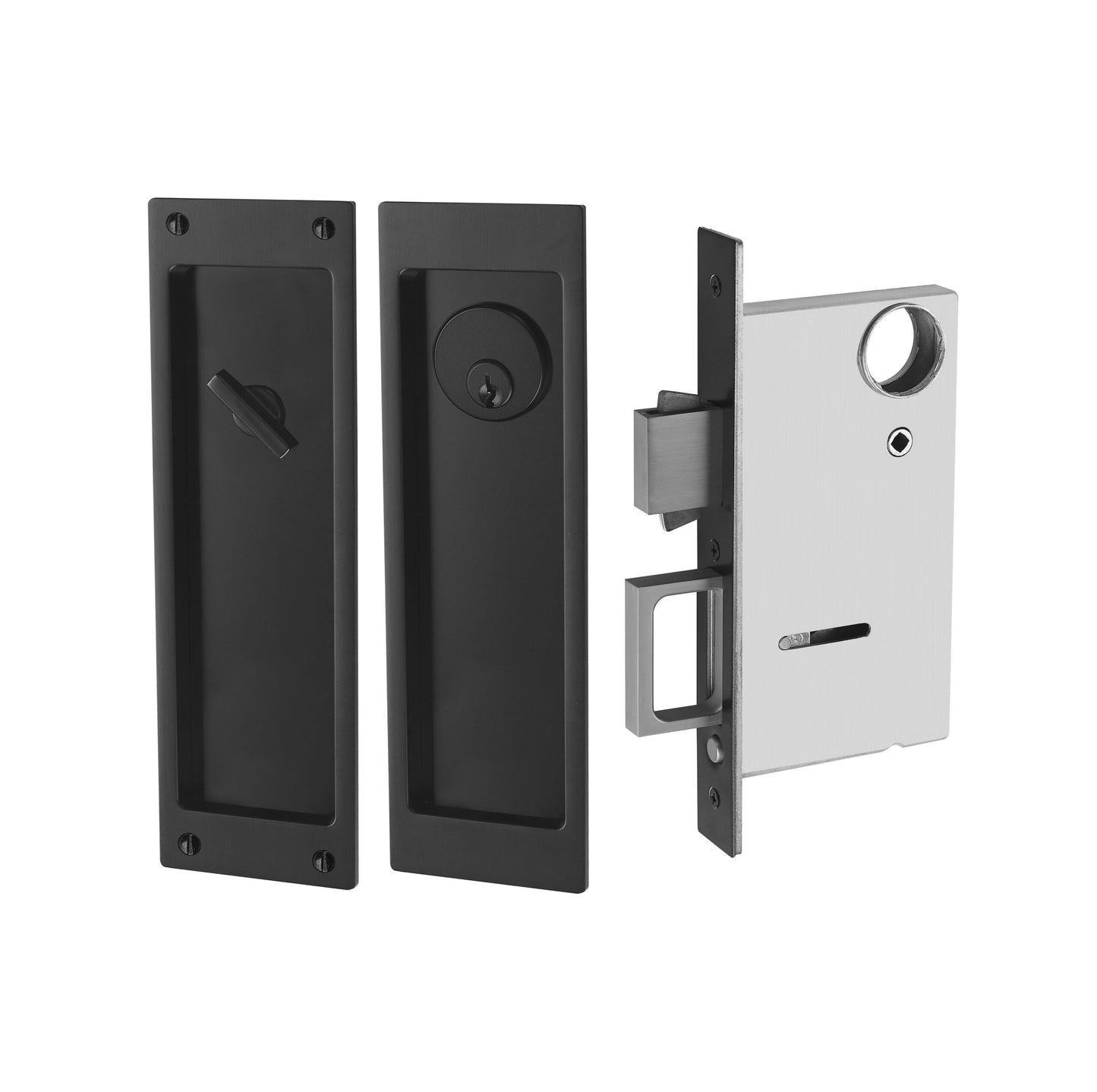 Linnea - Single Cylinder Pocket Door Lock, Mortise Case with Built-in Pull