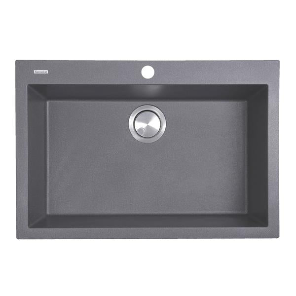 Nantucket Sinks - 27 Inch Single Bowl Dualmount Granite Composite Kitchen Sink - Titanium