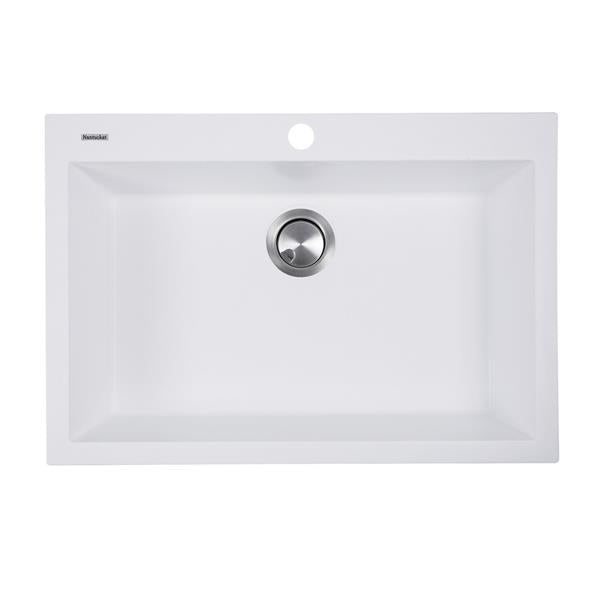 Nantucket Sinks - 27 Inch Single Bowl Dualmount Granite Composite Kitchen Sink - White