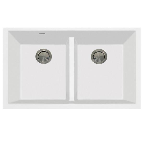 Nantucket Sinks - Undermount Double Equal Bowls With Low Divide - Granite Composite White