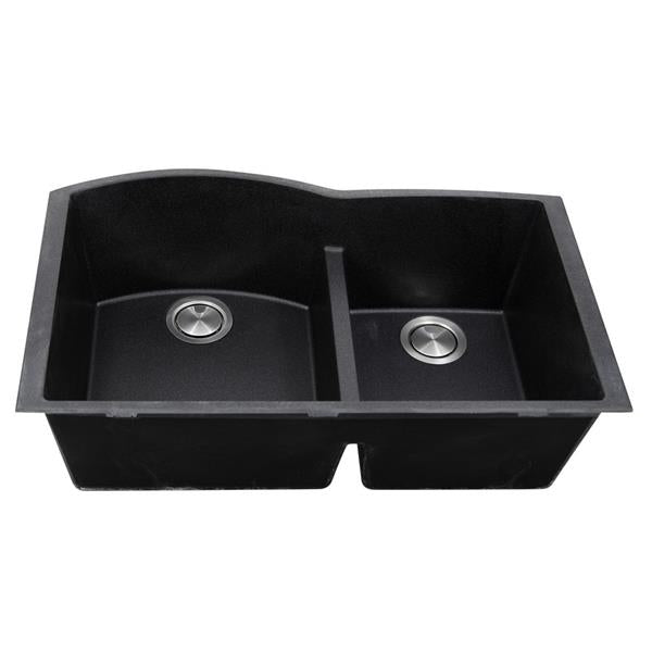Nantucket Sinks - 60/40 Double Bowl Undermount Granite Composite Black