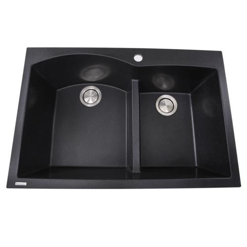 Nantucket Sinks - 60/40 Double Bowl Dual-mount Granite Composite Black