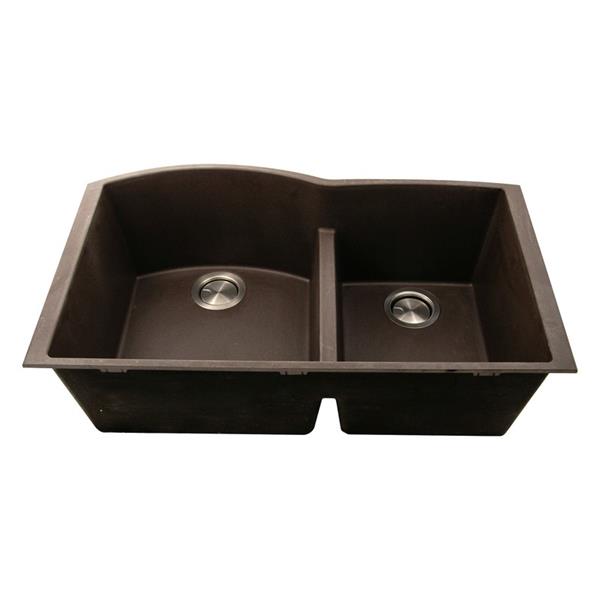 Nantucket Sinks - 60/40 Double Bowl Undermount Granite Composite Brown