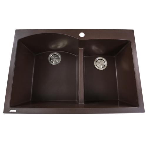 Nantucket Sinks - 60/40 Double Bowl Dual-mount Granite Composite Brown