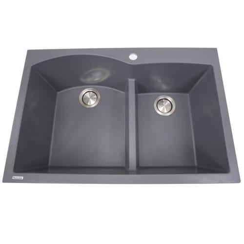 Nantucket Sinks - 60/40 Double Bowl Dual-mount Granite Composite Titanium