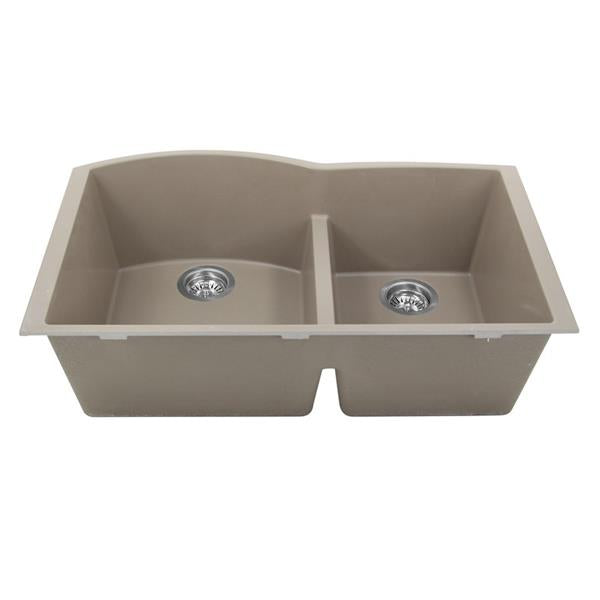 Nantucket Sinks - 60/40 Double Bowl Undermount Granite Composite Truffle