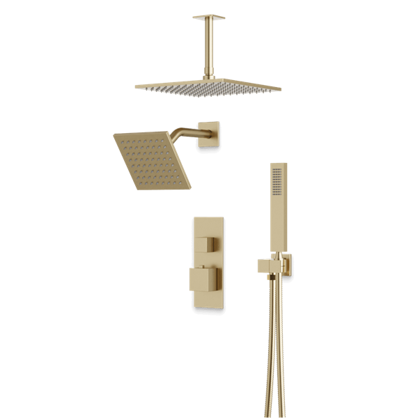Artos - Edge Thermostatic Shower Trim Kit with Wall Mount & Ceiling Mount Shower Head, Hand Shower