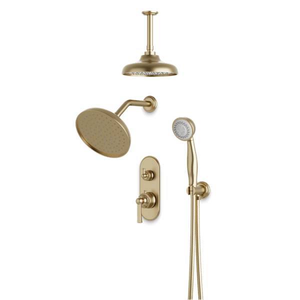 Artos - Classic Thermostatic Shower Trim Kit with Wall & Ceiling Mount Shower Head, Hand Shower