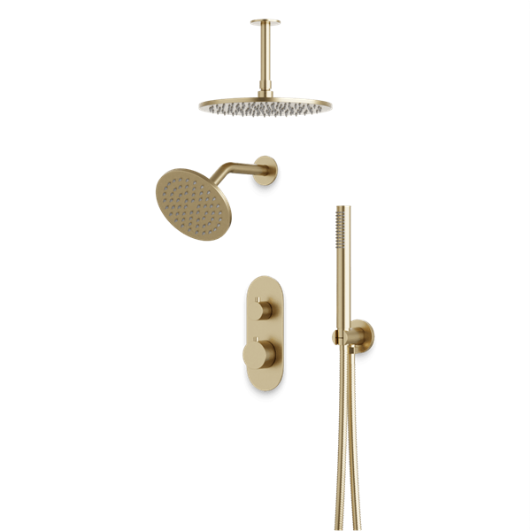 Artos - Opera Thermostatic Shower Trim Kit with Wall & Ceiling Mount Shower Head, Hand Shower