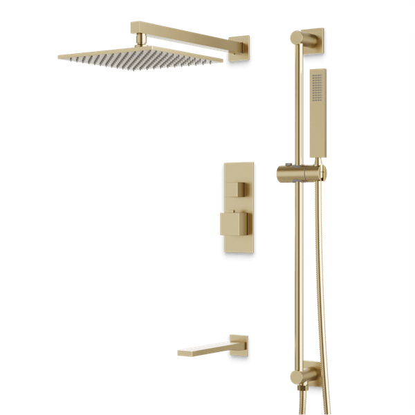 Artos - Edge Thermostatic Shower Trim Kit with Hand Shower on Slide Bar, Tub Filler