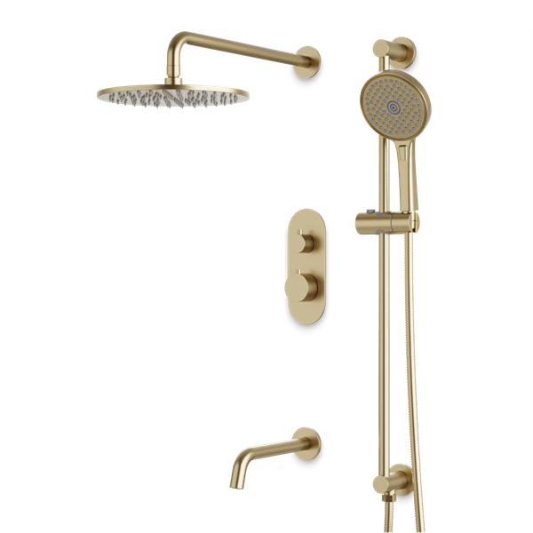Artos - Opera Thermostatic Shower Trim Kit with Hand Shower on Slide Bar, Tub Filler