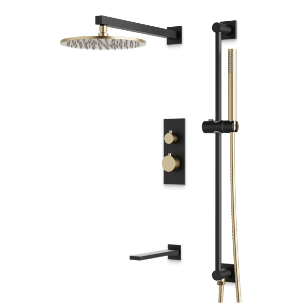 Artos - Otella Thermostatic Shower Trim Kit with Hand Shower on Slide Bar, Tub Filler