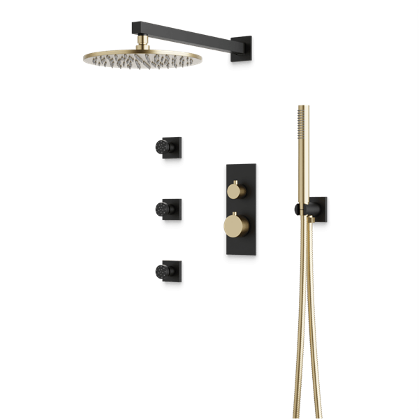 Artos - Otella Thermostatic Shower Trim Kit with Hand Shower, Body Jets