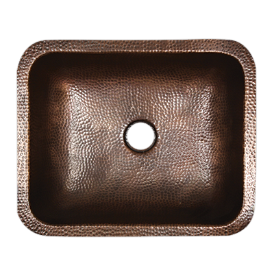 Nantucket Sinks - 17 X 14 Inch Hammered Copper Rectangle Dualmount Bathroom Sink, 1.5 Inch Drain
