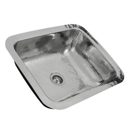 Nantucket Sinks - 17.5 Inch Hammered Stainless Steel Rectangle Bar Sink