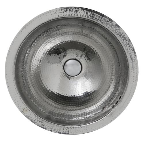 Nantucket Sinks - 16.875 Inch Hand Hammered Stainless Steel Round Undermount Bathroom Sink
