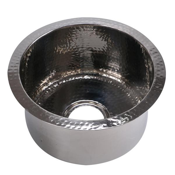 Nantucket Sinks - 15-Inch Hand Hammered Round Stainless Steel Bar Sink
