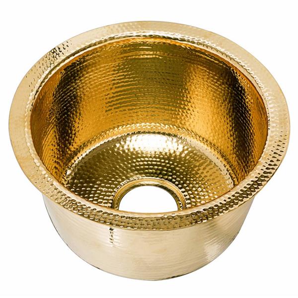Nantucket Sinks - 15-Inch Hand Hammered Round Unlacquered Brass Bar Sink