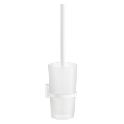 Smedbo - House Toilet Brush Includes Container In Frosted Glass Wall Mounted