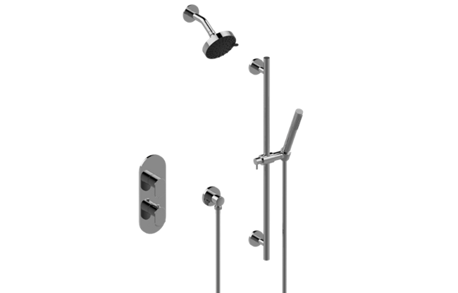 Graff - Phase M-Series Thermostatic Shower System - Shower with Handshower - Trim Only