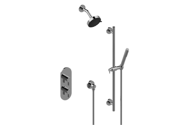 Graff - Phase M-Series Thermostatic Shower System - Shower with Handshower - Trim Only
