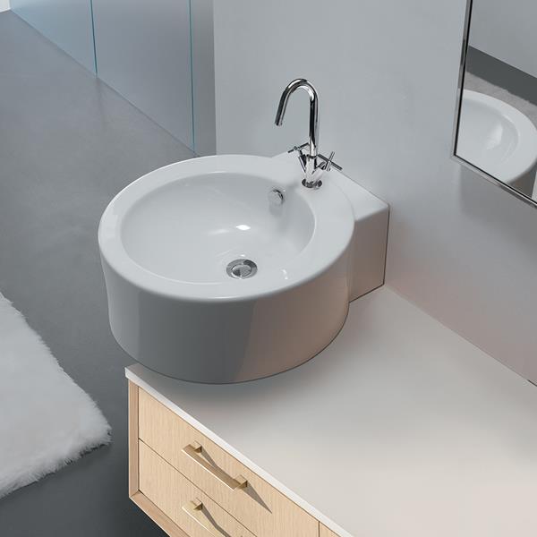 Lacava - Open Space Wall-Mount Or Above-Counter Porcelain Bathroom Sink With One Faucet Hole And An Overflow