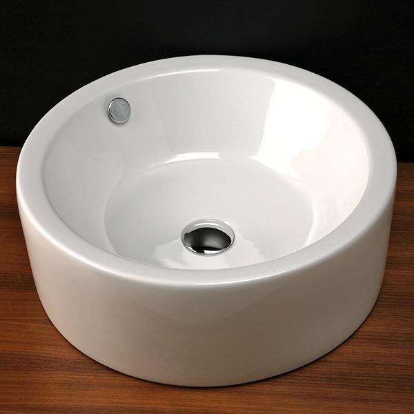Lacava - Open Space Vessel Porcelain Bathroom Sink With Overflow, Finished Back.19 1/4 Inch Diam, 7 InchH