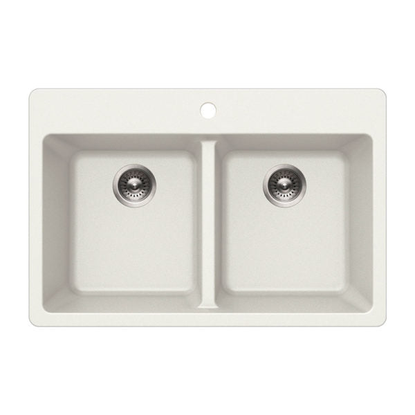 Hamat - SiOStone 33 Inch Granite Topmount 50/50 Double Bowl Kitchen Sink