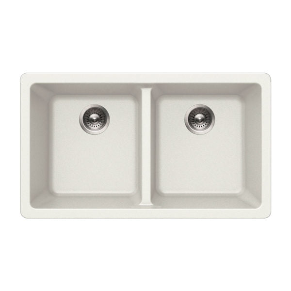 Hamat - SiOStone 31 Inch Granite Undermount 50/50 Double Bowl Kitchen Sink