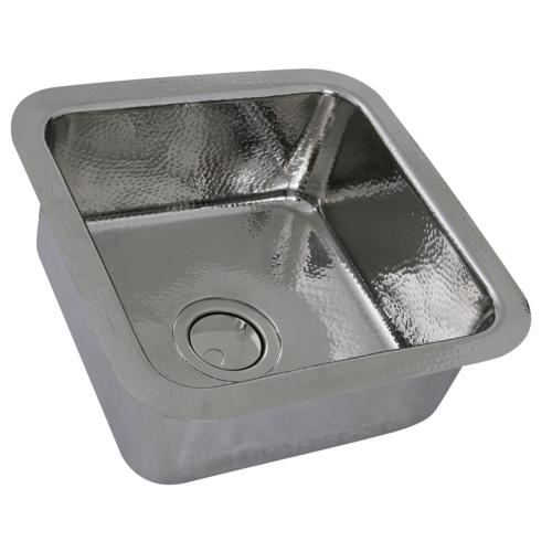 Nantucket Sinks - 16.5 Inch Square Hammered Stainless Undermount Bar Sink