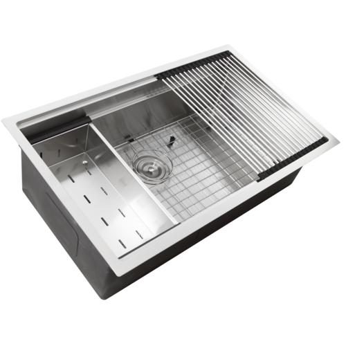 Nantucket Sinks - 32 Inch Professional Prep Station Undermount St. Kitchen Sink w/ Accessories
