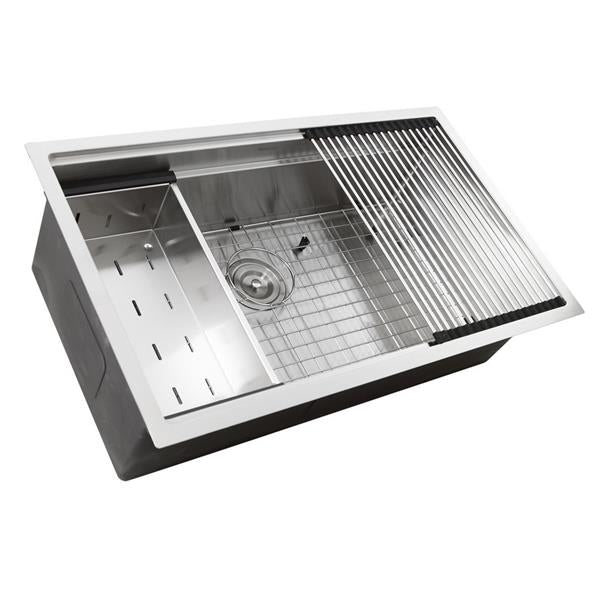 Nantucket Sinks - 36 Inch Pro Series Large Prep Station Single Bowl Undermount Stainless Steel Kitchen Sink With Compatible Accessories