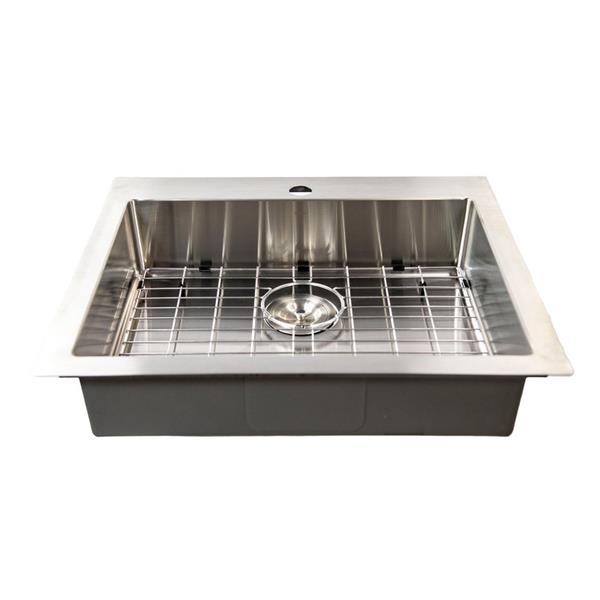 Nantucket Sinks - Pro Series Small Radius Topmount Single Hole Stainless Steel Ada Kitchen Sink