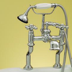 Strom Living - British Telephone Tub Faucet with Handheld Shower and Cross Handles