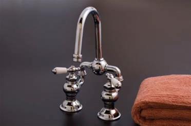 Strom Living - Adjustable Bridge Faucet Set with Gooseneck Spout 4-6 Inch Spread