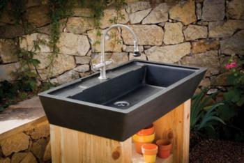 Stone Forest - Salus Potting Sink - Honed Black Granite