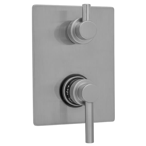 Jaclo - Rectangle Plate with Contempo Low Lever Thermostatic Valve with Contempo Short Peg Built-in 2-Way Or 3-Way Diverter/Volume Controls (J-TH34-686 / J-TH34-687 / J-TH34-688 / J-TH34-689)