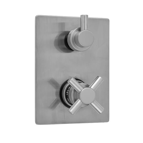 Jaclo - Rectangle Plate with Contempo Cross Thermostatic Valve with Contempo Short Peg Built-in 2-Way Or 3-Way Diverter/Volume Controls (J-TH34-686 / J-TH34-687 / J-TH34-688 / J-TH34-689)