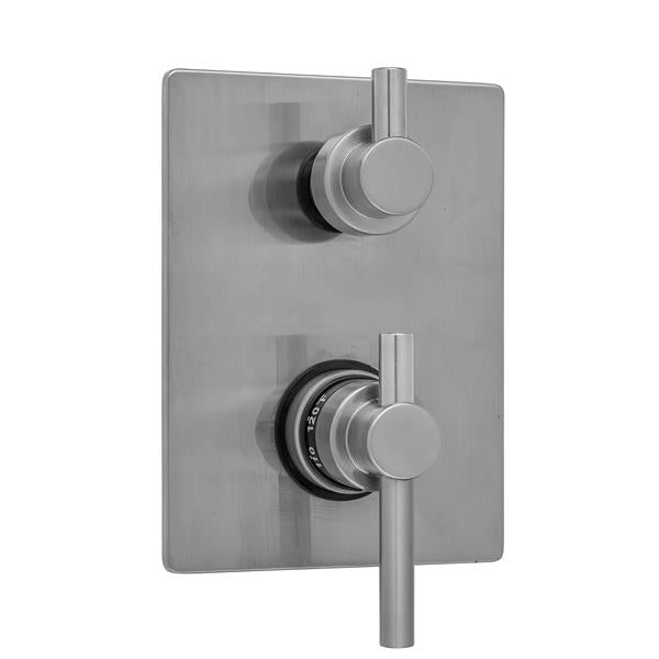 Jaclo - Rectangle Plate with Contempo Peg Lever Thermostatic Valve with Contempo Short Peg Built-in 2-Way Or 3-Way Diverter/Volume Controls (J-TH34-686 / J-TH34-687 / J-TH34-688 / J-TH34-689)