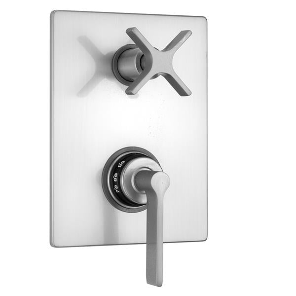Jaclo - Rectangle Plate with Lila Lever Thermostatic Valve with Lila Cross Built-in 2-Way Or 3-Way Diverter/Volume Controls (J-TH34-686 / J-TH34-687 / J-TH34-688 / J-TH34-689)