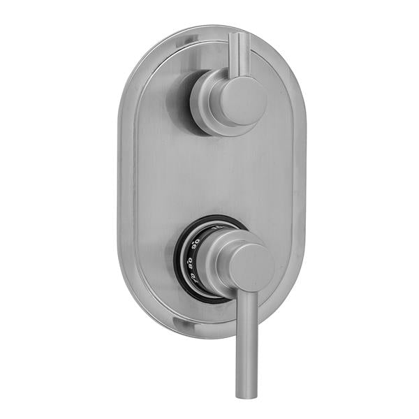 Jaclo - Oval Plate with Contempo Low Lever Thermostatic Valve with Short Peg Lever Built-in 2-Way Or 3-Way Diverter/Volume Controls (J-TH34-686 / J-TH34-687 / J-TH34-688 / J-TH34-689)