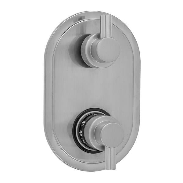 Jaclo - Oval Plate with Contempo Short Peg Lever Thermostatic Valve with Short Peg Lever Built-in 2-Way Or 3-Way Diverter/Volume Controls (J-TH34-686 / J-TH34-687 / J-TH34-688 / J-TH34-689)